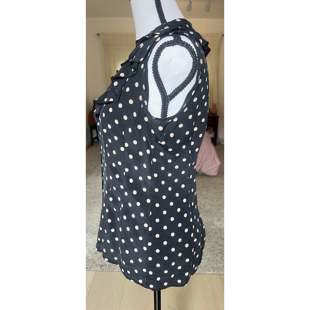 Nanette Lepore Double Breasted! Polka Dot Sleeveless Blouse Sz 4 Small Silk wome - Picture 3 of 11